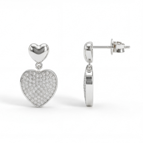 Hearts of Pavé - Moissaniittiriipuskorvakorut pavé-istutuksella