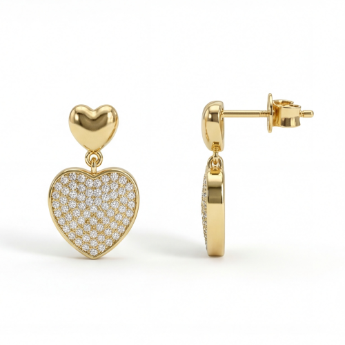 Hearts of Pavé - Moissaniittiriipuskorvakorut pavé-istutuksella