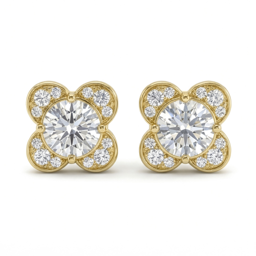 Moissanite Blooms - Moissaniittinappikorvakorut
