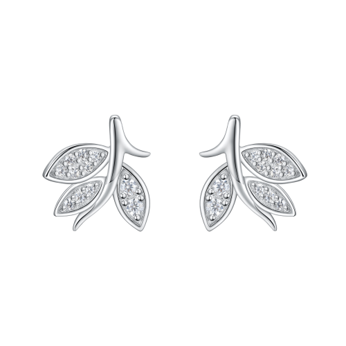 Pavé Leaves - Moissaniittinappikorvakorut