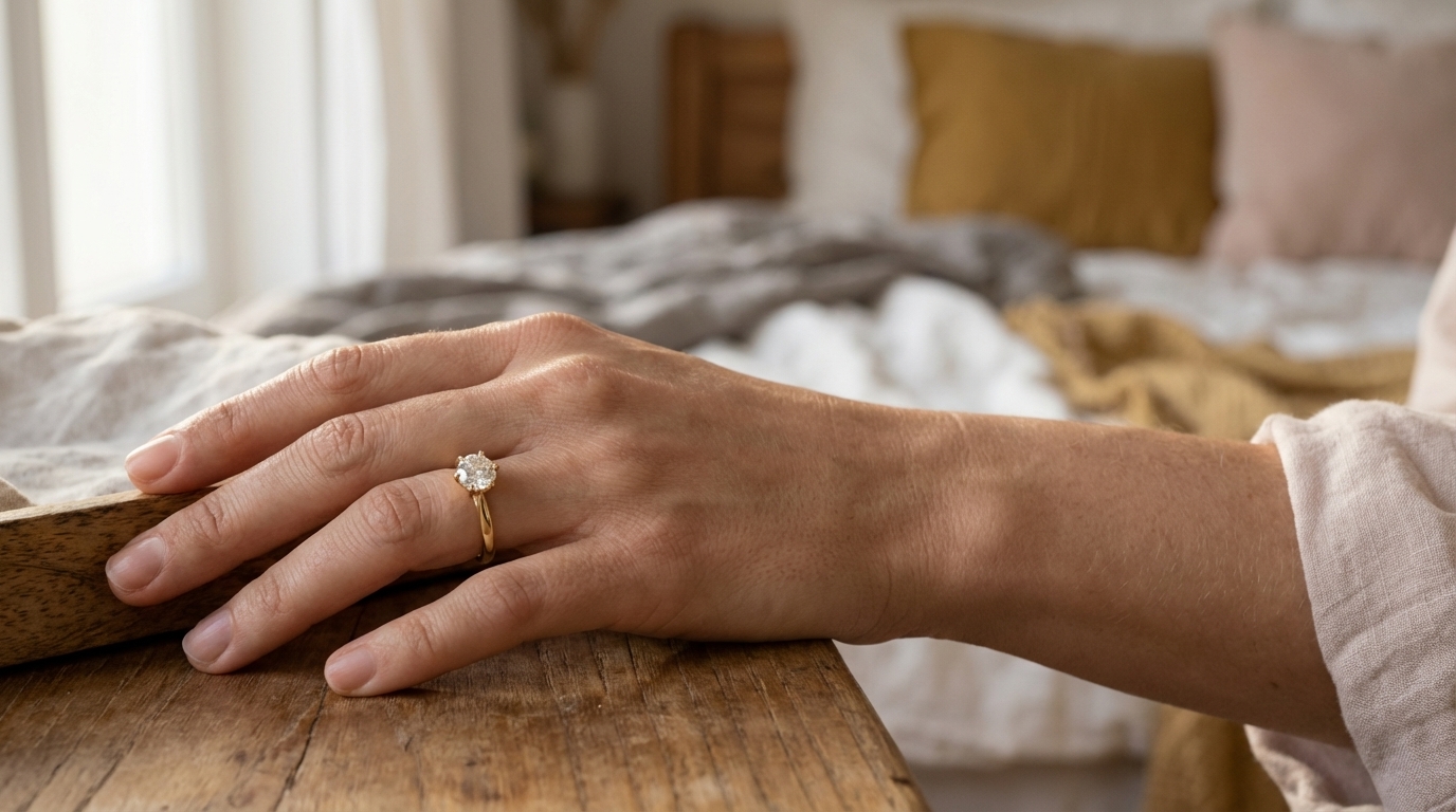 My Moissanite -sormus lämpimässä luonnonvalossa